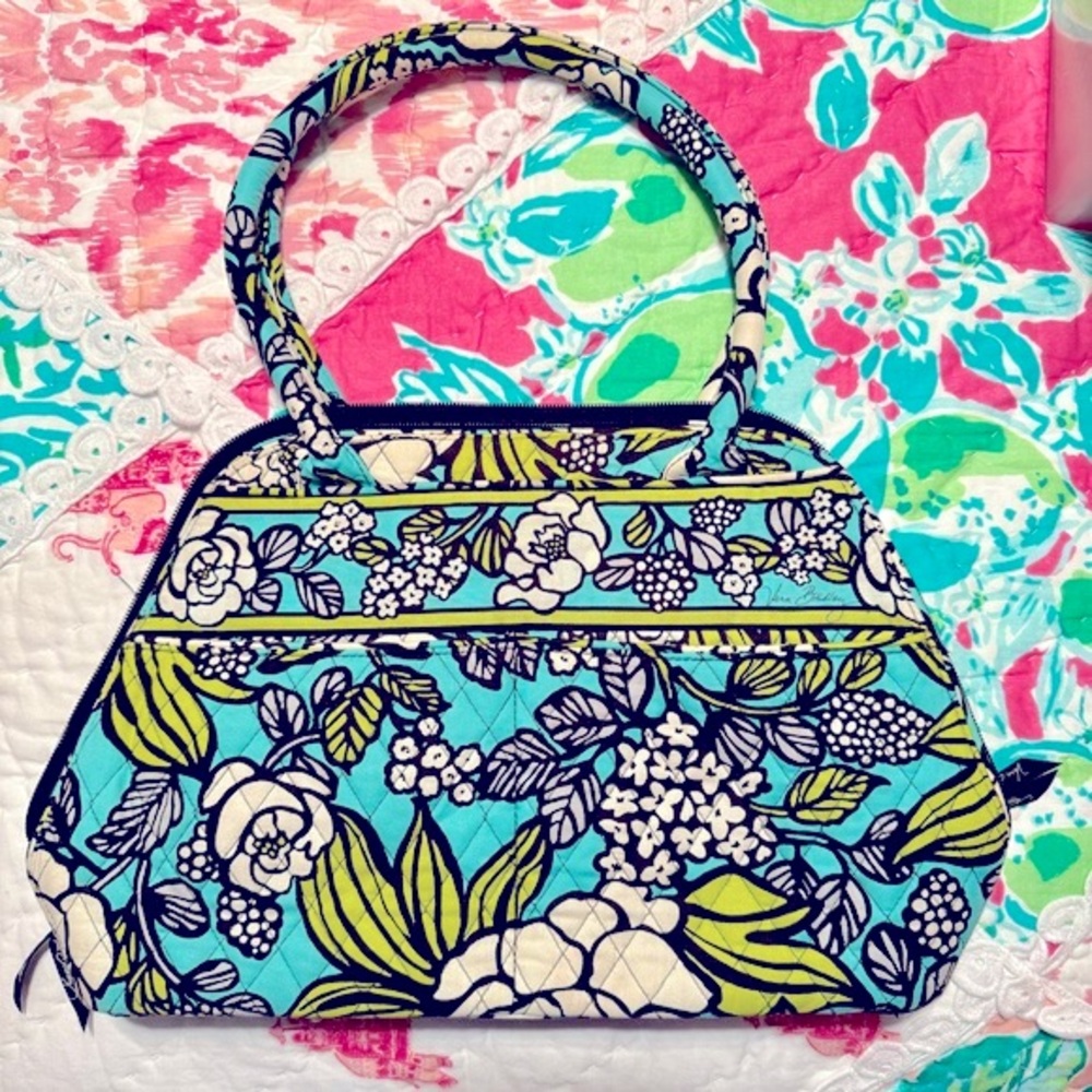 EUC VERA BRADLEY Retired Island Blooms Bowler Bag Purse, Clean! Original Owner